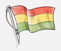 a drawing of a rainbow colored flag being flown