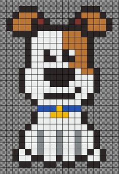 a cross stitch pattern with a dog on it