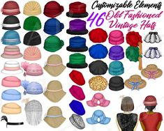 large collection of hats and accessories for women in various colors, sizes and shapes to choose from