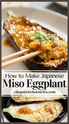 how to make japanese miso eggplant with chopsticks on the side