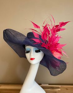 "Wide brim sinamay with feather flower, elegant, light and comfortable to wear. Perfect for weddings, Royal Ascot horse races, cocktails, tea party, derby, or any hat wearing occasion. Warm tips:  ❤️If you are looking for a customized piece, please send me a message and let's create something unique just for you!  ❤️Group discount on 3 or more pieces, please contact me for further information on group discount. ❤️Due to the nature of my items, I do not accept returns, but contact me if there's p Summer Ostrich Feather Mini Hats For Races, Summer Mini Hats With Ostrich Feathers For Races, Kentucky Derby Costume Hats With Feather Trim, Summer Races Mini Hat With Ostrich Feathers, Summer Race Day Mini Hats With Ostrich Feathers, Elegant Ostrich Feather Hat For Kentucky Derby, Wide Brim Feather Trim Fascinator For Kentucky Derby, Kentucky Derby Wide Brim Fascinator With Feather Trim, Summer Ostrich Feather Hat With Feathers