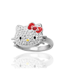 in stock Cute Red Ring As Gift, Cute Red Ring For Gift, Hello Kitty Ring, Hello Kitty Gifts, Hello Kitty Jewelry, Cat Ring, Crystal Accessories, Ladies Diamond Rings, Cute Rings