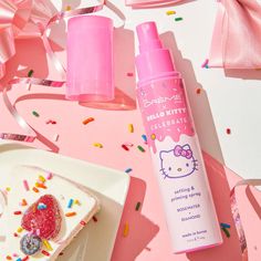 Hello Kitty Celebrate Setting & Priming Spray - Rose Water   Diamond ( 1 unit) Benefits Of Rose Water, The Creme Shop, Creme Shop, Hello Kitty Makeup, Peppermint Leaves, Skin Redness, Hello Kitty Pictures, Hello Kitty Plush, Hello Kitty Items