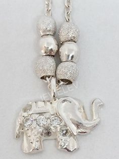 Elephant pendant with zirconia encrusted, necklace with beads included, sterling silver 925. 45 cm, pendant 9mm Necklace With Beads, Mexican Silver Jewelry, Elephant Jewelry, Elephant Necklace, Elephant Pendant, Bar Bracelets, 925 Sterling Silver Jewelry, Silver Beads, Silver 925