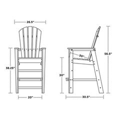 the measurements for a folding chair with two legs and one armrest, as well as an