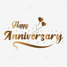 happy anniversary lettering with balloons and hearts on the white background, font, illustration, celebration png and psd