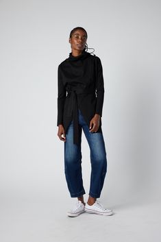 Our famous Forever Jacket (formerly known as the Montana Cardigan) in black -- perfect for styling your wardrobe all year round. Wear it wrapped and tied closed, draped open, and more. Features raw hem detailing. Learn how to style it. Casual Black Wrap Outerwear, Black Wrap Outerwear For Work, Versatile Wrap Outerwear For Work, Fitted Black Distressed Outerwear, Washed Black Long Sleeve Outerwear With Pockets, Ripped Dark Wash Cotton Outerwear, Washed Black Long Sleeve Outerwear With Button Closure, Wrap Cardigan, Fall Shopping