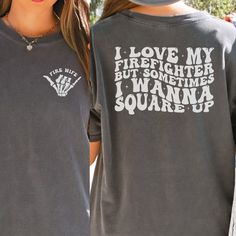 Fire Wife Comfort Colors Tshirt..."sometimes I wanna square up" is the perfect gift for any fire wife for birthday, Christmas, or Anniversary! If you would like something besides fire wife on the front pocket, such as "fire life" or your firefighter's number, please enter that in the personalization box.  If you want "fire wife" on the front pocket you can leave it blank. This shirt fits true to size.  If you want an oversized look, order one size up.  If you want the oversized dress look, order Deputy Shirt, Firefighter Wife Shirt, Cop Wife, Police Wife Shirt, Police Dispatcher, Deputy Wife, Leo Wife, Fire Wife, Wife To Be