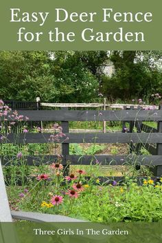 the cover of easy deer fence for the garden, with flowers growing in the foreground