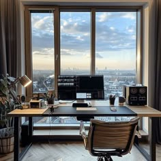 Inspiring Image of Office Space Collection: Work From Home Office With Large Windows, Business Office Aesthetic, Rich Office, Images For Website, Personal Office, Office View, Business Images, Agency Office, Office Images