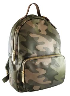 Minor cut across front zip pocket. Otherwise like new! Originally $148 Get noticed with this Tommy Hilfiger nylon backpack on your back, done in a modern camo print with a top-stitched heritage handle and matching hangtag for polish. - Medium sized bag; 12-1/4"W x 16-1/8"H x 5-1/8"D (width is measured across the bottom of the handbag) - 3"L top handle; 23"L backpack straps - Zip closure - Gold-tone brass exterior hardware & 1 front zip pocket - 1 interior zip pocket & 1 slip pocket - Nylon; trim Camouflage Travel Backpack, Tommy Hilfiger Travel Backpack, Trendy Tommy Hilfiger Bags With Zipper Closure, Tommy Hilfiger Bags Backpacks, Tommy Hilfiger Travel Bags With Zipper Closure, Tommy Hilfiger Backpack, Camouflage Outdoor Standard Backpack, Camouflage Backpack, Camo Style