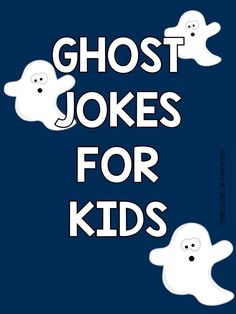 ghost jokes for kids on a blue background