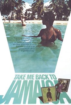 a movie poster for the film'take me back to jamaica'with an image of a woman swimming