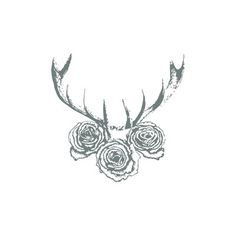 a deer's antlers with roses in their antlers on a white background