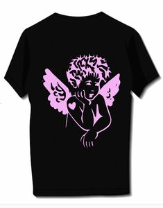 ANGEL ( sort of) T Shirt 100% Cotton Crew Neck T shirt ANGEL print Pink Angel Print, Black Streetwear, Print Pink, Pink Print, Neck T Shirt, Graphic Tshirt, Graphic Tees, Limited Edition, Adult Outfits