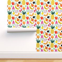 a wallpaper with fruit and vegetables on it