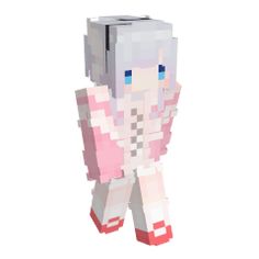 an image of a pixel art character in pink and white