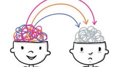 two people with their heads in the shape of a brain and one is holding a rainbow