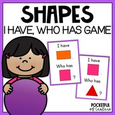 a purple and pink poster with the words shapes i have who has game