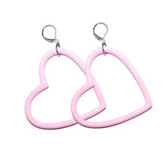 "Pastel Grunge Pink or Blue Big Heart Earrings They are made with vintage plastic hearts that measure 2.5\" wide Hooks are sterling plated, extra secure lever back earring hooks. Will work with gauges." Cute Pink Hoop Earrings For Valentine's Day, Pink Hoop Earrings For Valentine's Day, Trendy Pink Heart Earrings Pierced, Fun Pink Heart-shaped Jewelry, Cute Pink Hypoallergenic Heart Earrings, Cute Pink Heart Pierced Earrings, Cute Pink Pierced Heart Earrings, Retro Heart-shaped Earrings For Valentine's Day, Retro Heart Earrings For Valentine's Day