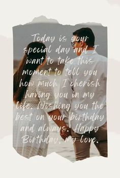 a couple standing next to each other with the words today is your special day and i want