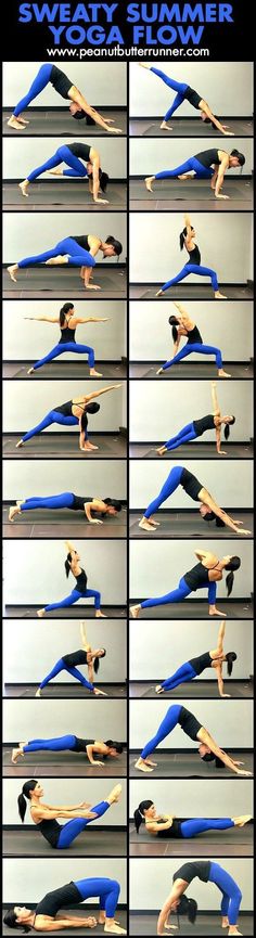 a woman doing yoga poses in different positions