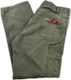 Green Full-length Work Pants With Hip Pockets, Fitted Cotton Work Pants With Pockets, Cotton Work Pants With Belt Loops, High-waist Cotton Work Pants With Hip Pockets, Utility Full-length Work Pants With Welt Pockets, Vintage Dickies, Carpenter Pants, Work Wear, Collage