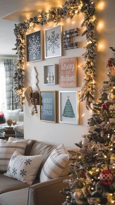 Christmas Wall Gallery, Mantel Decor Ideas, Christmas Mantel Decor, Christmas Mantel, Mantel Decor, Christmas Mantels, Creative Halloween Costumes, Christmas Wall Decor