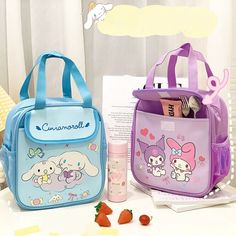 Material: Canvas + PU   Size: 23*13*27cm Quantity: 1pcs  Packing Includes: 1* Lunch Handbag Anime My Melody, Fashionable Lunch Bags, Sanrio Things, Pochacco Cinnamoroll, Student Storage, Lunch Box Thermos, Grad Photography, Kuromi My Melody, Insulated Bag