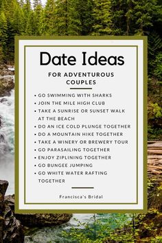 a sign that says date ideas for adventures couples