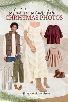 an advertisement for children's clothing and shoes, with the words what to wear for christmas