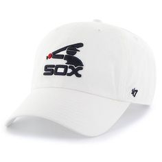 Show off your favorite team with some old school flair! This '47 Logo Cooperstown Collection Clean Up hat showcases your favorite Chicago White Sox look from the past. Everyone is sure to know your dedication to the Chicago White Sox goes way back when they see you in this cool cap.Show off your favorite team with some old school flair! This '47 Logo Cooperstown Collection Clean Up hat showcases your favorite Chicago White Sox look from the past. Everyone is sure to know your dedication to the C White Baseball Cap With Curved Visor For Fans, White Snapback Hat For Game Day, Classic Dad Hat For Sports Events, White Curved Bill Baseball Cap For Game Day, White Vintage Hats For Baseball Season, Cotton Baseball Cap For Fans During Baseball Season, Classic Cap For Game Day, Baseball Season Dad Hat With Curved Brim, Throwback Curved Brim Baseball Cap Fan Merchandise