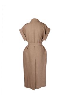 Sleeveless Girello Trench Coat Sleeveless Solid Outerwear For Work, Classic Sleeveless Beige Outerwear, Classic Beige Sleeveless Outerwear, Chic Sleeveless Outerwear For Daywear, Brown Summer Workwear Vest, Sleeveless Linen Outerwear For Fall, Sleeveless Linen Outerwear For Spring, Max Mara Coat, Long Trench