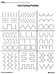 printable worksheet for preschoolers to practice number recognition and matching lines in the shape of letters