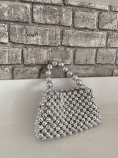 Disco ball bead bag Handheld Beaded Shoulder Bag For Party, Beaded Handheld Evening Bag For Party, Summer Party Beaded Bag, Summer Party Beaded Bags, Silver Handmade Party Bag, Silver Beaded Bag As A Gift, Silver Beaded Shoulder Bag As Gift, Silver Beaded Shoulder Bag For Gift, Silver Beaded Bags As Gift