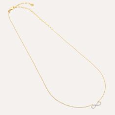 SKU# P-41169 16" Chain + 4" Extender Total length 20" Diamond Weight 0.09cts Pendant Length 20.0 mm Width 6.60 mm Lobster clasp closure Finish 14k gold plated sterling silver or in sterling silver. Avoid contact with anything containing derivatives of alcohol. Diamond Infinity Necklace, Infinity Necklace, Demi Fine Jewelry, Real Diamonds, Gold Plated Sterling Silver, Necklace Pendant, Lobster Clasp, Jewelry Pieces, Jewelry Collection