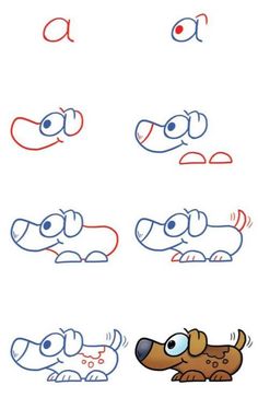 how to draw cartoon dogs step by step with pictures for kids and beginner drawing