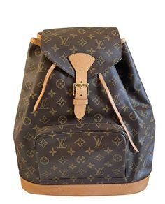 Classic Monogram Canvas Backpack, Pre-owned Monogram Canvas Travel Bag, Classic Travel Backpack In Monogram Canvas, Classic Monogram Canvas Backpack For Everyday Use, Designer Monogram Canvas Backpack For Travel, Classic Monogram Canvas Travel Backpack, Classic Brown Monogram Canvas Backpack, Monogram Canvas Backpack For Daily Use, Daily Use Monogram Canvas Backpack