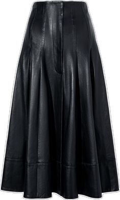 Sleek Knee-length Leather Skirt, Formal Flared Leather Skirt, Formal Leather Flared Skirt, Fitted Leather Pleated Skirt, Leather Midi Skirt For Work, Leather Pleated Skirt For Night Out, Luxury Midi Skirt For Workwear, Luxury Workwear Midi Skirt, Chic Pleated Leather Bottoms