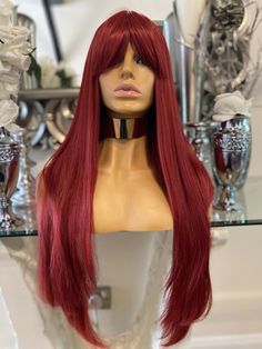 PICTURE OF ACTUAL WIG - Beautiful unit!stand out with gorgeous RED fringe wig beautiful natural finish.Human hair and mix, which is human hair blended with synthetic fibres - cut lace off and ready to wear beautiful wavy natural curl pattern so effortless! All of our units are sourced and then customised to bring you the most realistic units at the most affordable prices! Fringe Light weight3 combsCan be styled with heat up to 400centre partingAdjustable strapsHuman hair blends can be styled wit Fringe Wig, Fringe Light, Ombre Lace Front, Style Wig, Bangs Wig, Synthetic Fibres, Red Fringe, Ombre Lace, Cheap Wigs