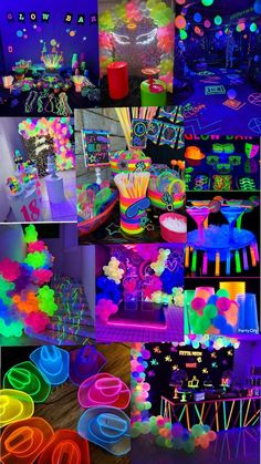 neon glow party decorations and tablecloths