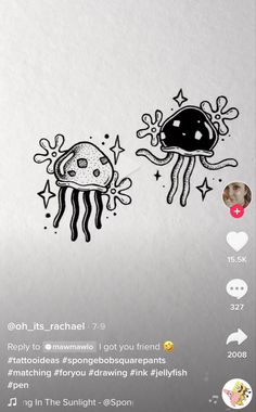 an image of two jellyfish stickers on the back of a cell phone screen