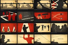 several different movie posters with silhouettes on them