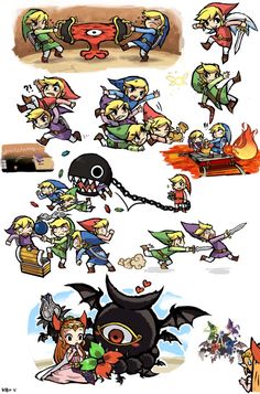 the legend of zelda characters are depicted in this cartoon