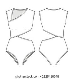 the front and back view of a women's one piece swimsuit