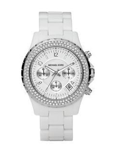 I want a big ol' white watch :) Invicta Watches Women, Watches Women Michael Kors, Mk Watch, White Watch, Crystal Watches, Women's Watch, Sport Watches, Watches Jewelry, Chronograph Watch