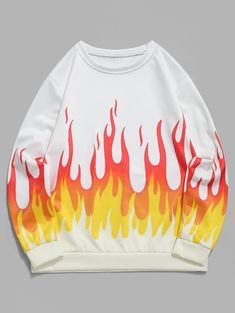 Flame Sport Fire Graphic Print Sweatshirt  BLACK WHITE , #SPONSORED, #Fire, #Graphic, #Flame, #Sport, #BLACK #Ad Denim Diy Clothes, Money Clothes, Cheap Sweatshirts, Graphic Print Sweatshirt, 90s Fashion Outfits, Cute Hoodie, Denim Diy, Funny Hoodies