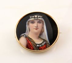 Circa 1890.  Hand Painted Brooch of by camelliacollection on Etsy Victorian Brooches For Ceremonial Occasions, Antique Black Brooch For Wedding, Formal Cameo Brooch, Antique Black Wedding Brooches, Antique Black Wedding Brooch, Formal Gold Cameo Brooch, Ornate Cameo Brooches For Collectors, Formal Cameo Pendant Brooch, Eleven 11