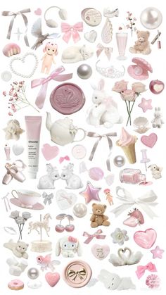 an assortment of baby items are arranged in the shape of a circle on a white background