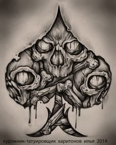 Spade Tattoo, Skull Art Tattoo, Skull Rose Tattoos, Easy Tattoo, Muster Tattoos, Skull Art Drawing